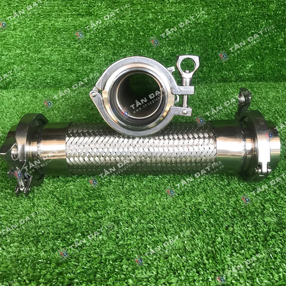 DN50 x 300 mm stainless steel flexible joint with dual clamp ends – image 2