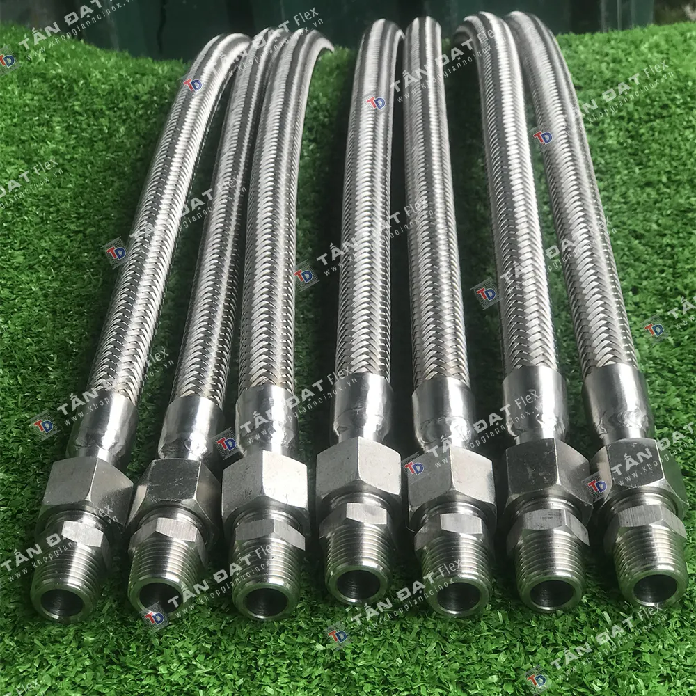 Khớp nối mềm inox 304 hai đầu kép nối ren