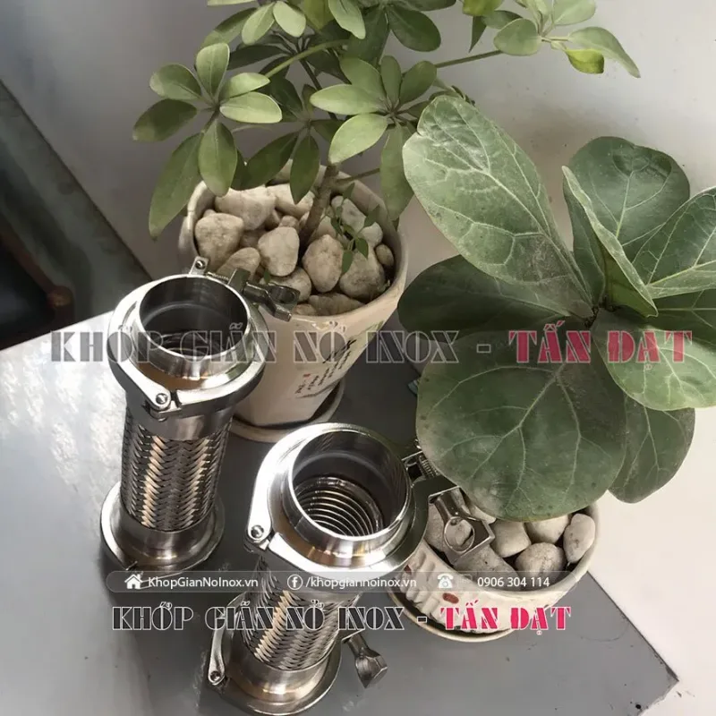 Khớp nối mềm vi sinh inox 304 hai đầu rắc co