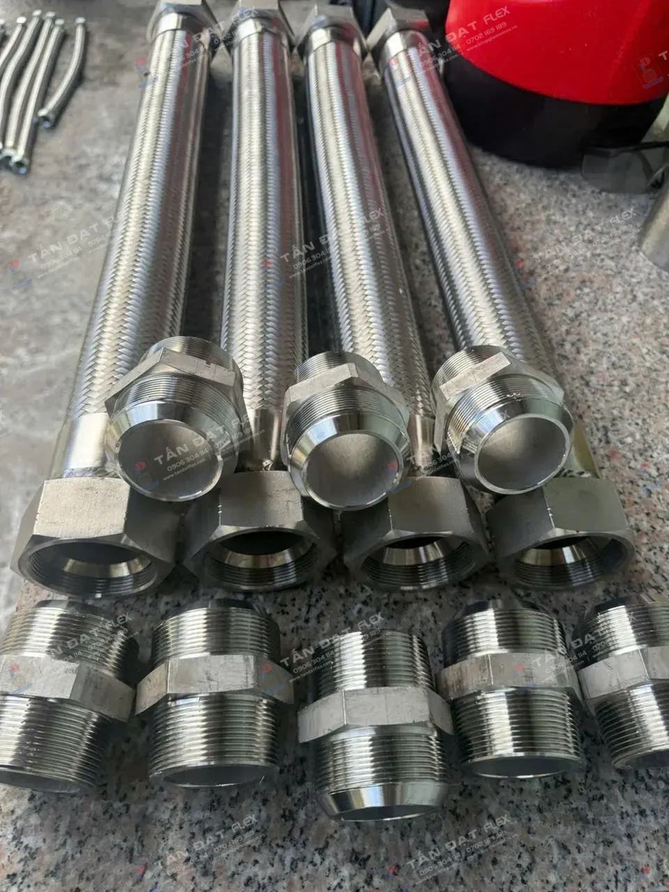 Óng mềm kết nối 2 đầu ren côn lõm phi 60 inox 304 – ảnh 2