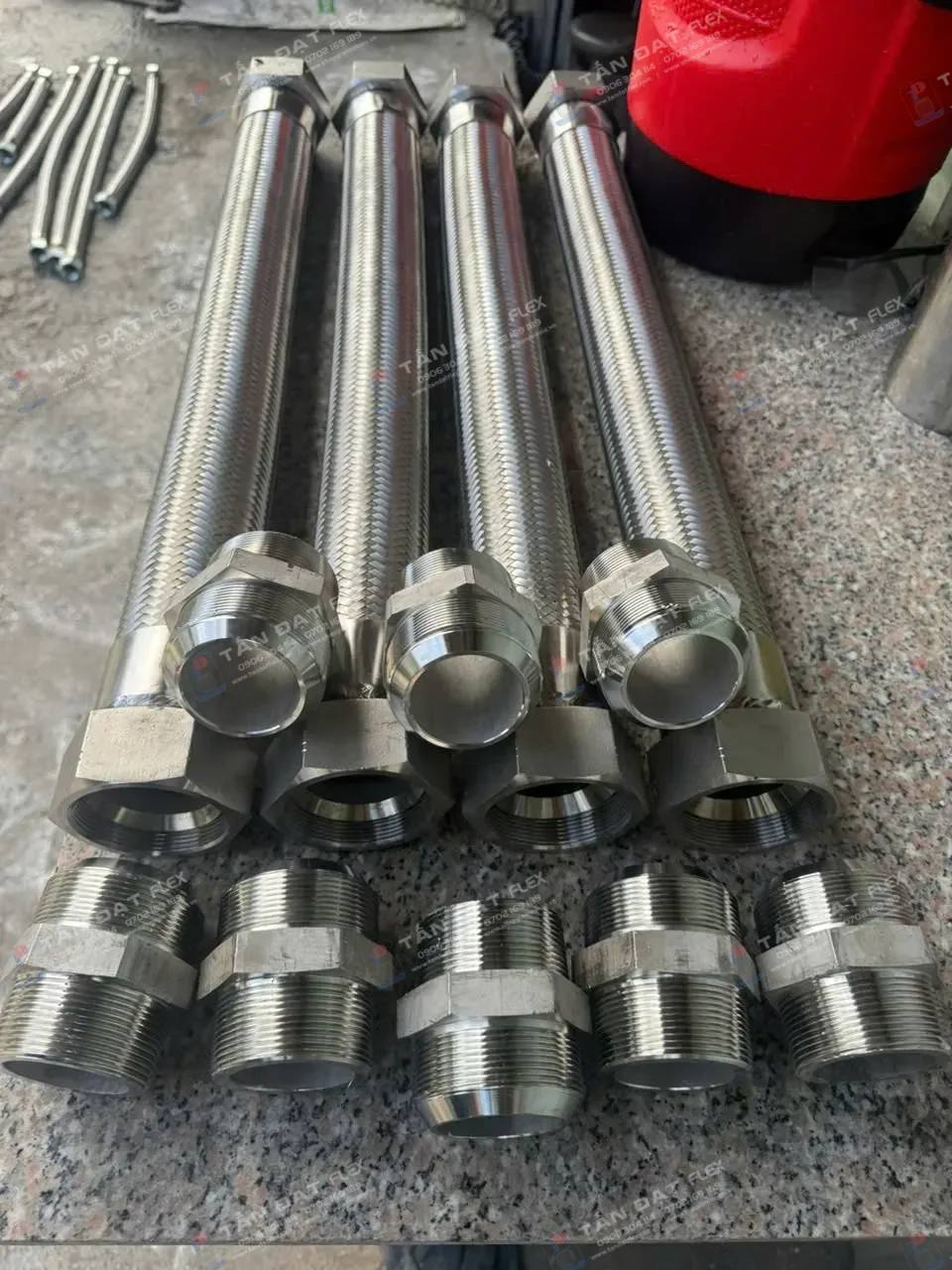 Óng mềm kết nối 2 đầu ren côn lõm phi 60 inox 304 – ảnh 4